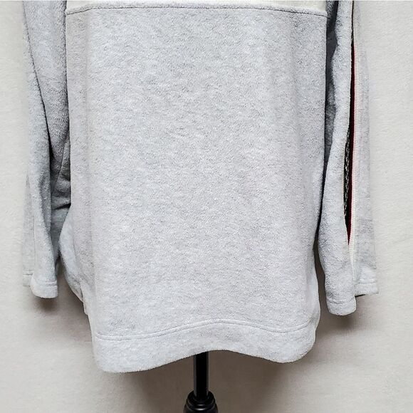 RETRO 90s/Y2K Catalina Gray Fleece Aztec Print Knit Striped Mock Neck Sweater - Picture 6 of 12